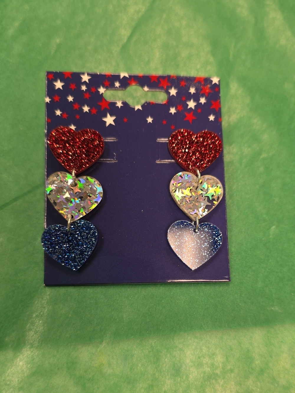 Kohl's Kids Triple Heart Dangle Earrings - Red, Holographic, Blue